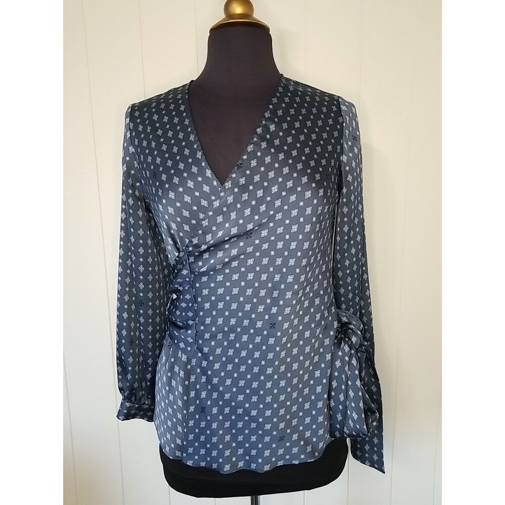 Womens Faux Wrap Top Size XXS Blue Fairy  Surplice Y2k